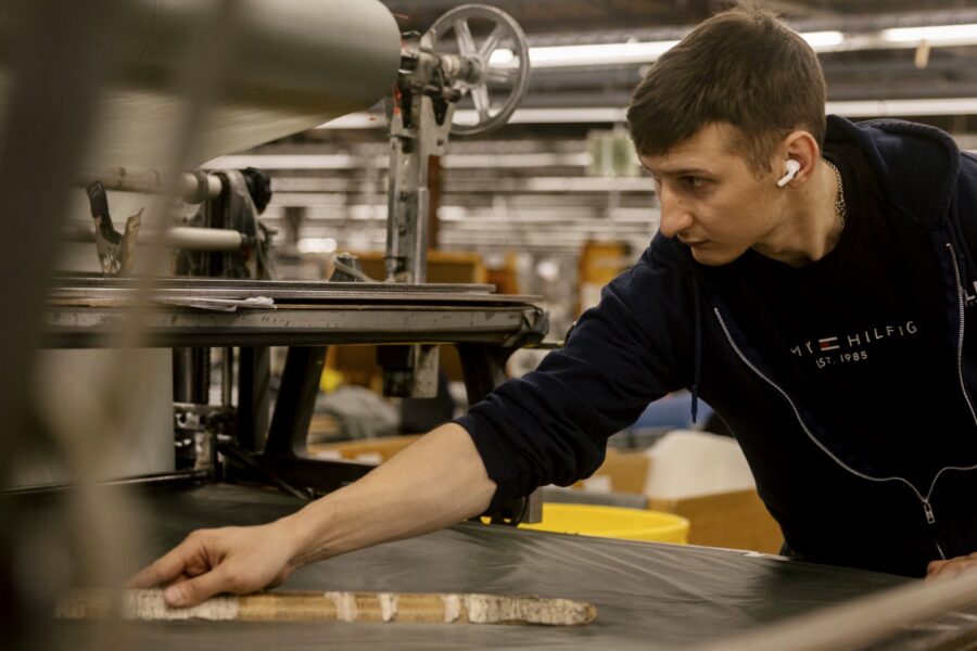 Dmytro Sierhiei of Ukraine is one of dozens of immigrants working at the Mills Manufacturing factory in North Carolina.